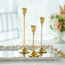 Vintage Kerzenständer Set Metall Gold 3er Stabkerzenhalter