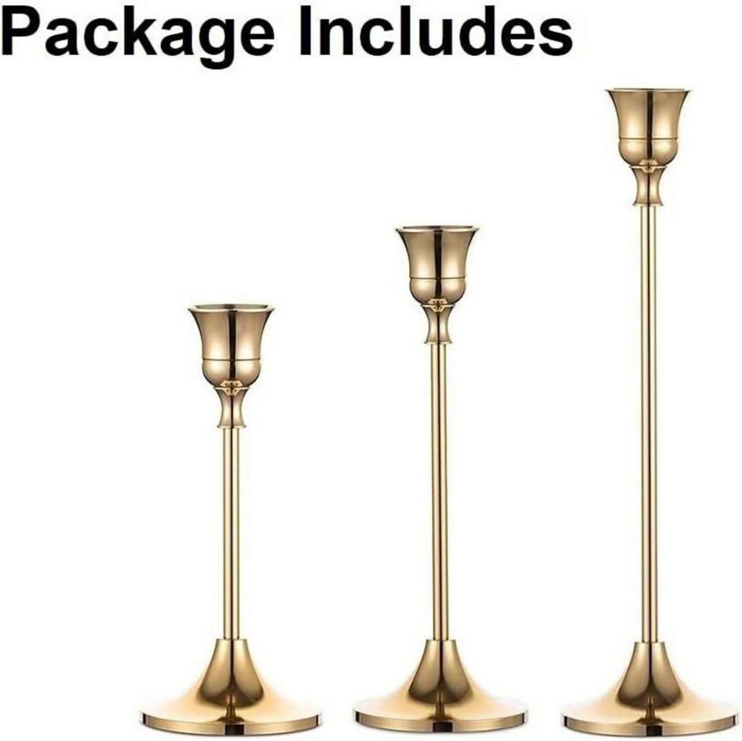 Romadedi Metall Kerzenständer Set Gold 3er 15/19/24cm Vintage Hochzeit Party Tischdeko