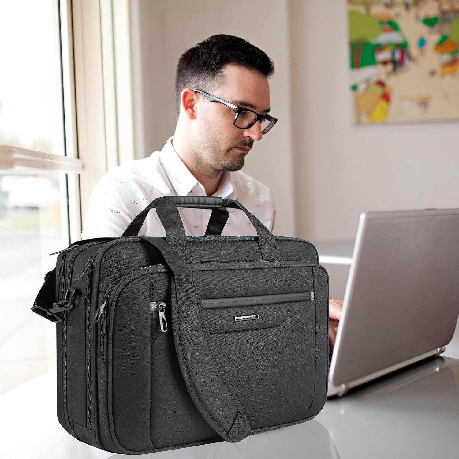 Laptop-Aktentasche bis 18-Zoll wasserabweisend erweiterbar - Schwarz