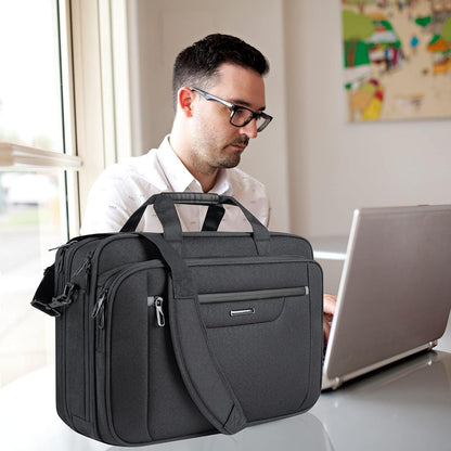 Laptop-Aktentasche bis 18-Zoll wasserabweisend erweiterbar - Schwarz
