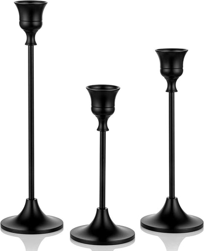 Schwarze Vintage Kerzenständer Set für Konuskerzen - 3er Pack