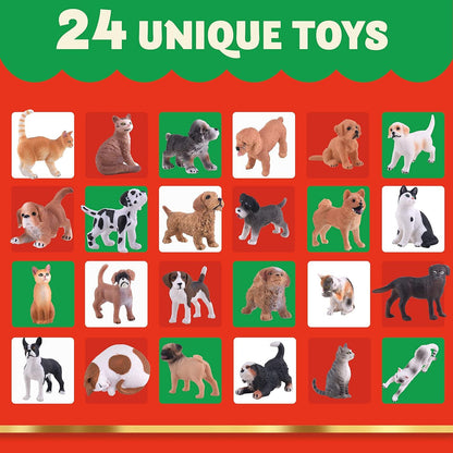 Joysin Weihnachts-Adventskalender 2024 mit Hund und Katze, Tier-Actionfiguren