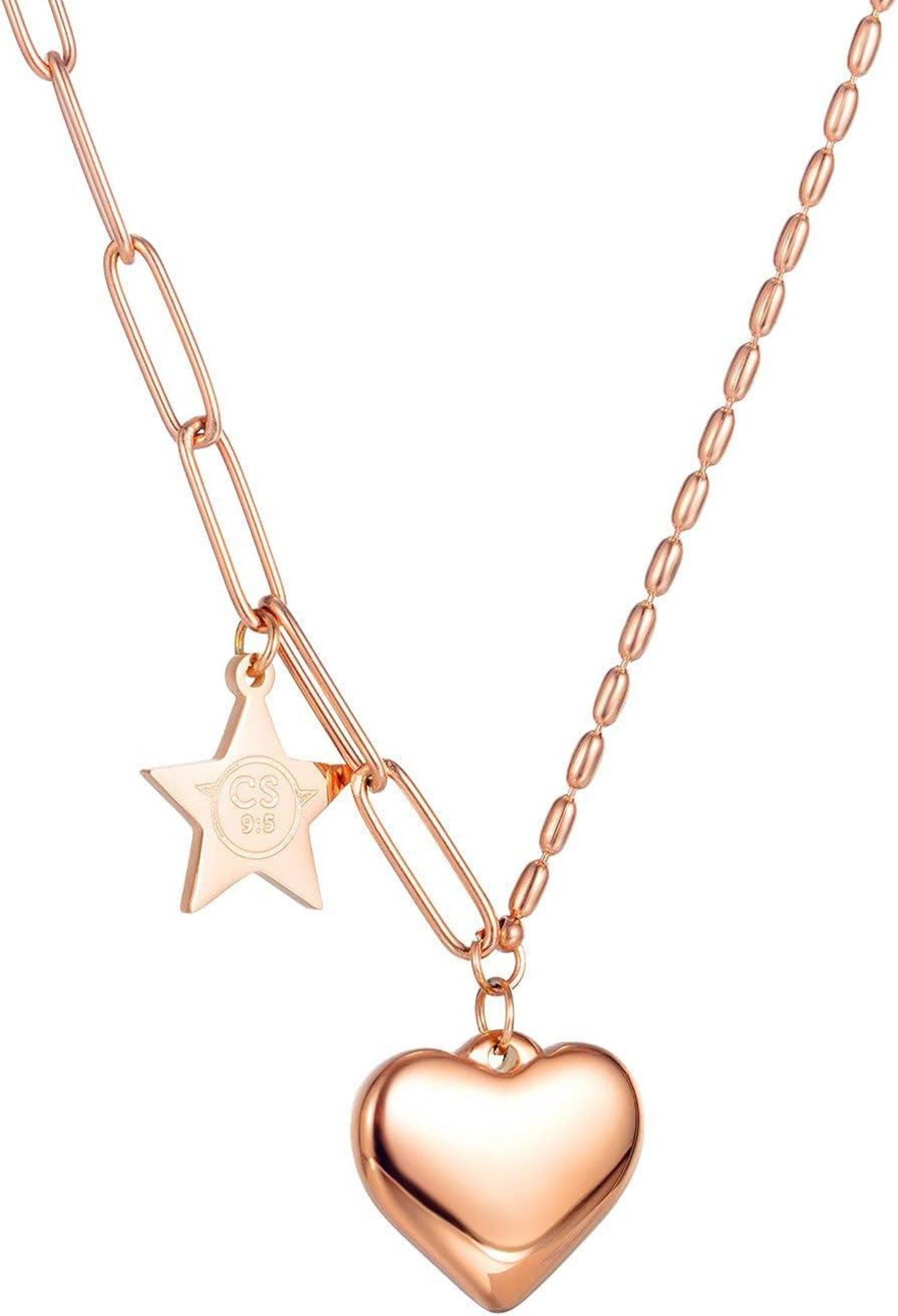 Herz Halskette Damen Rosegold Titan Edelstahl Modeschmuck