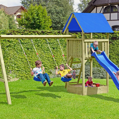 Höhenverstellbare Kinderschaukel Kunststoff Blau für Innen und Außen