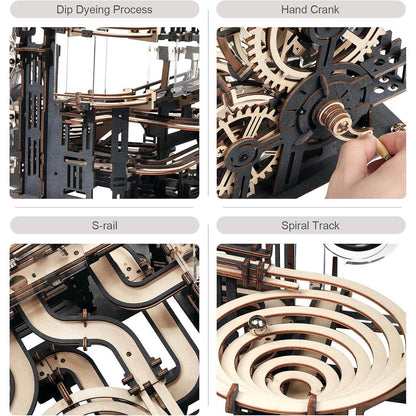 ROKR Kugelbahn Bausatz 3D Holzpuzzle mit 10 Stahlkugeln