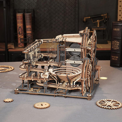 ROKR Kugelbahn Bausatz 3D Holzpuzzle mit 10 Stahlkugeln