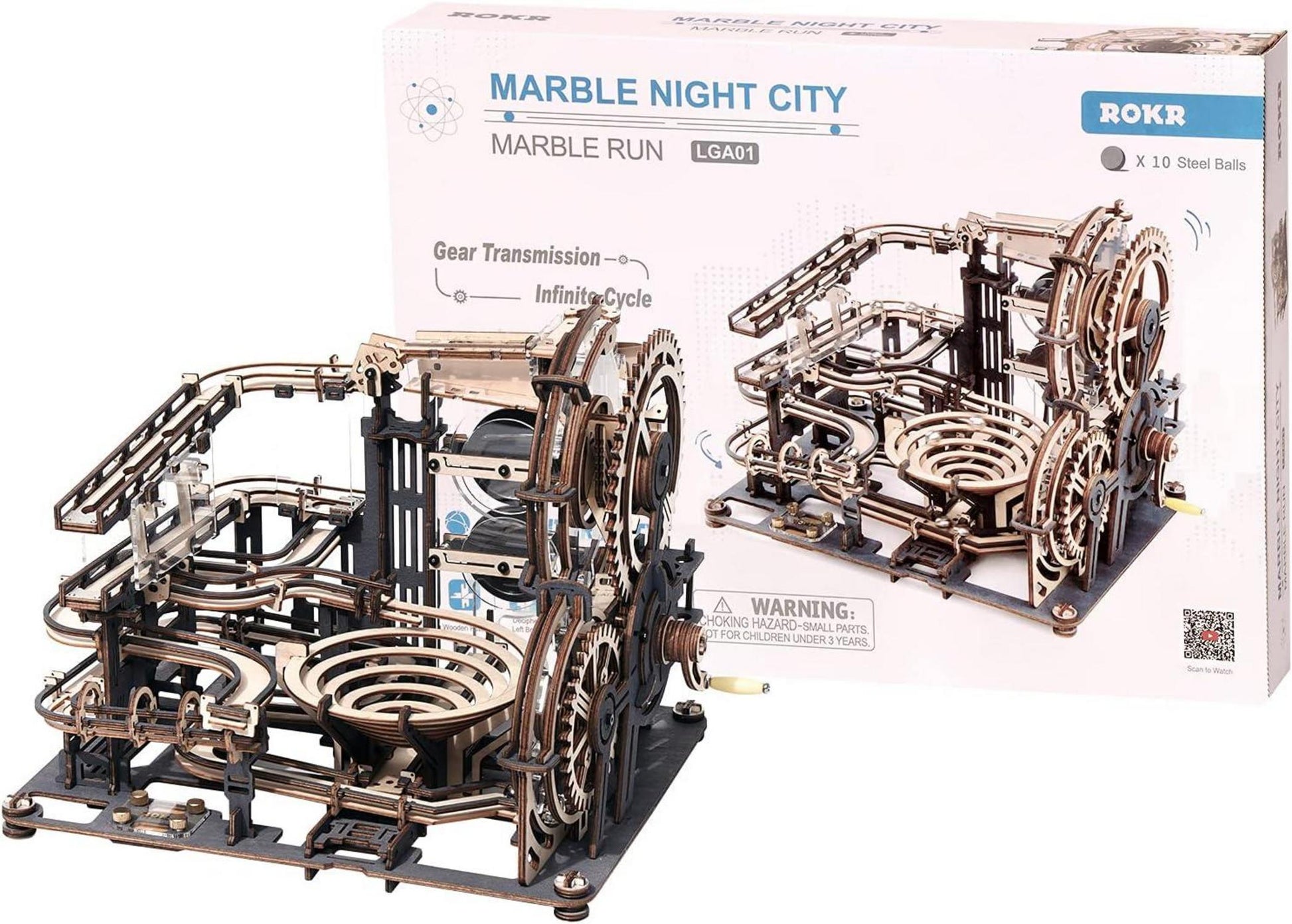 ROKR Kugelbahn Holzpuzzle 3D Bausatz Murmeln Stahlkugeln Kinder Erwachsene