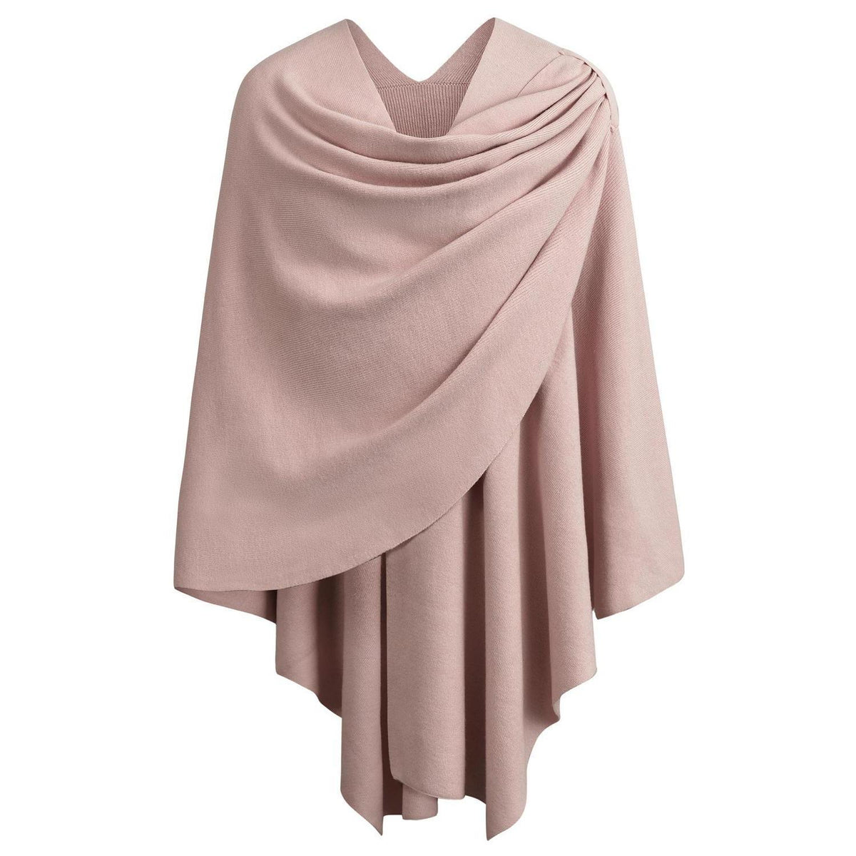 Damen Poncho Strick Cape Weich Einheitsgröße Rosa
