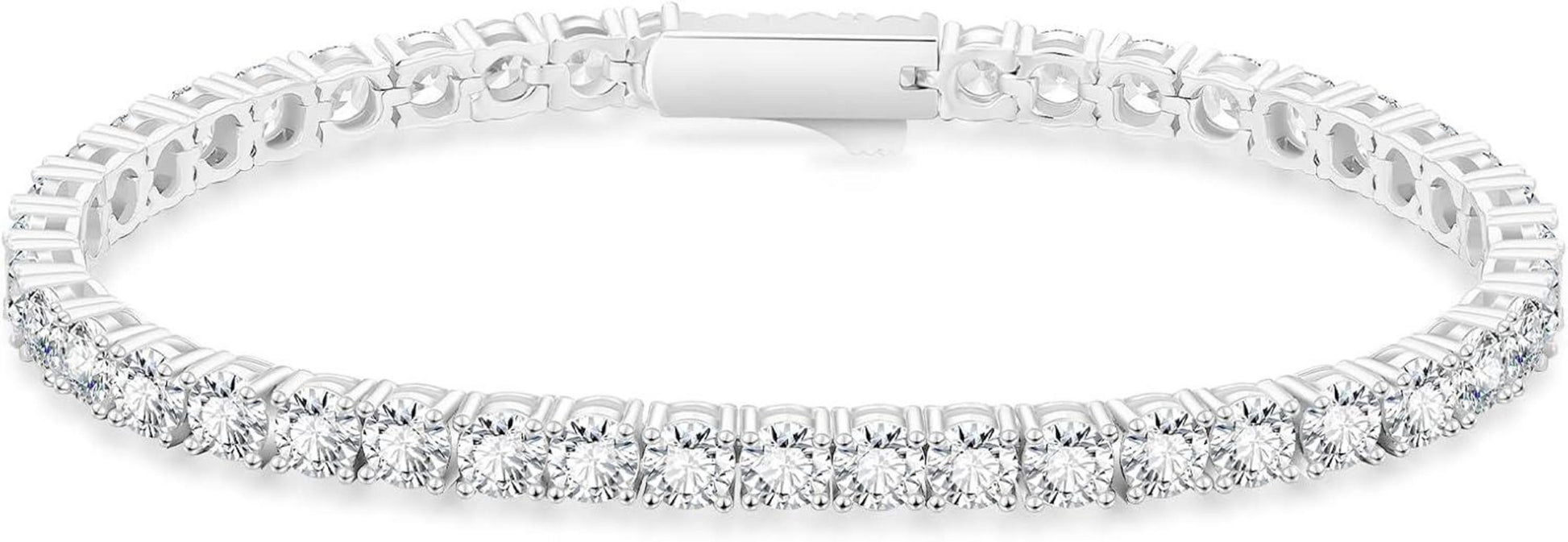 Tennisarmband Damen 14K Weißgold beschichtet Zirkonia Kristall 4mm