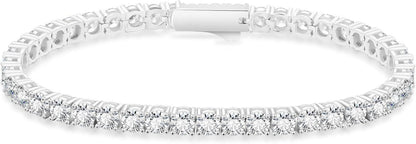 Tennisarmband Damen 14K Weißgold beschichtet Zirkonia Kristall 4mm