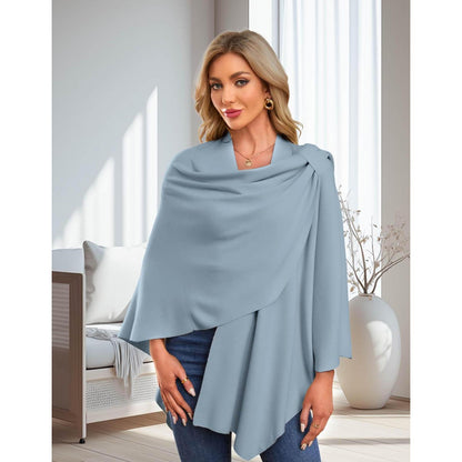 Damen Poncho Schal Strick Cape Blau – Weich & Vielseitig
