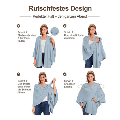 Damen Poncho Schal Strick Cape Blau – Weich & Vielseitig