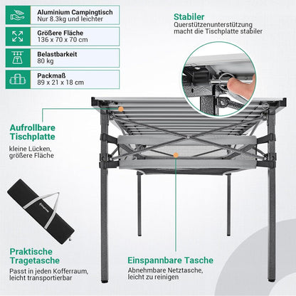 KingCamp Campingtisch klappbar Aluminium 4-8 Personen