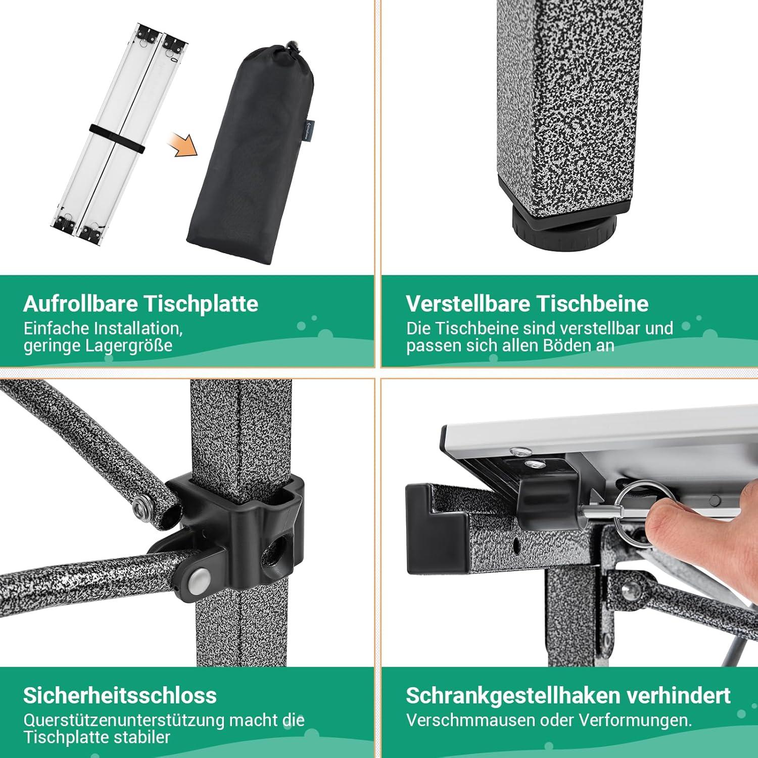 Klappbarer Campingtisch Aluminiumrahmen Tischplatte faltbar bis 80 kg