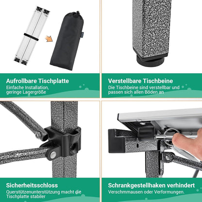 Klappbarer Campingtisch Aluminiumrahmen Tischplatte faltbar bis 80 kg