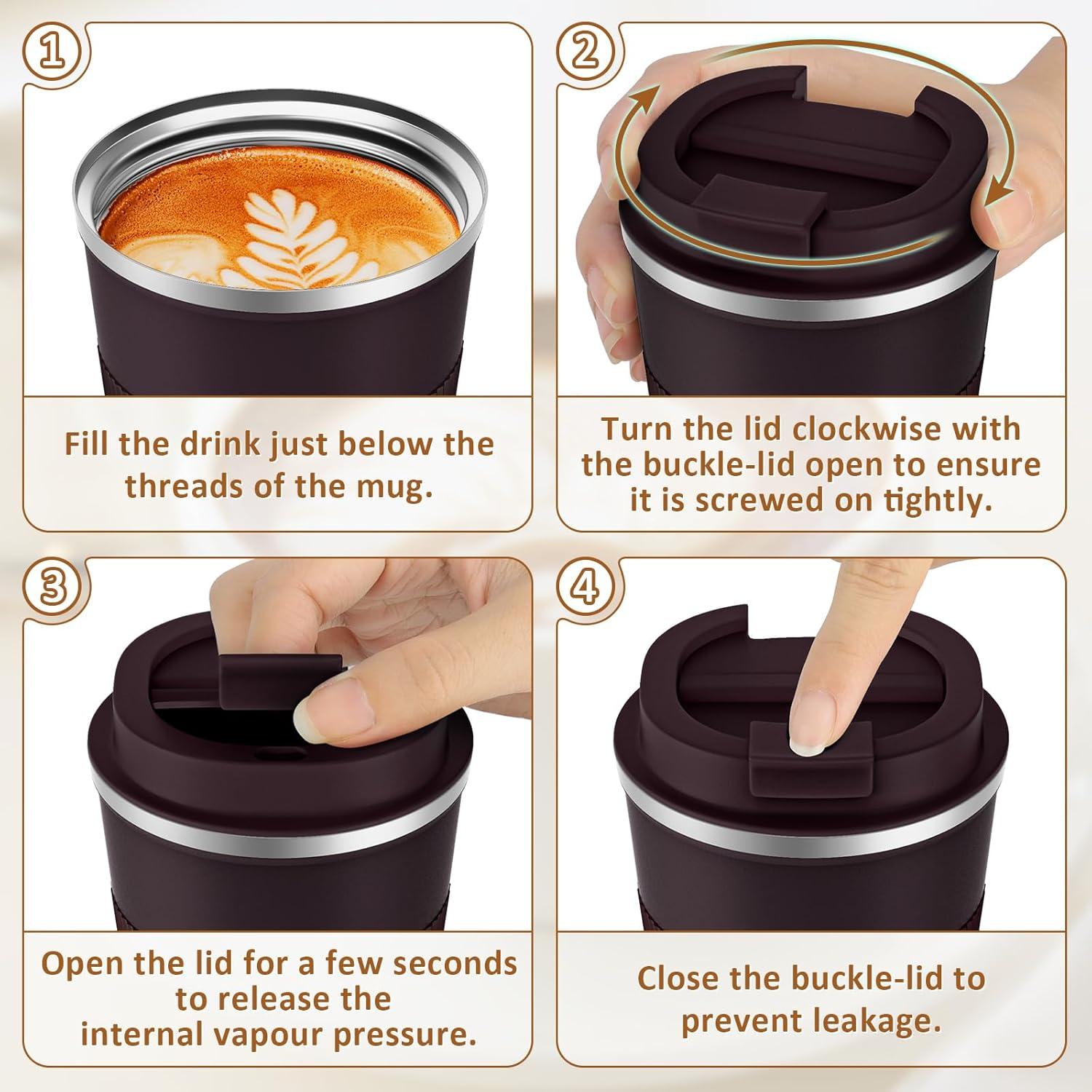 Thermobecher KETIEE Kaffee-to-go 380ml Braun Doppelwandig