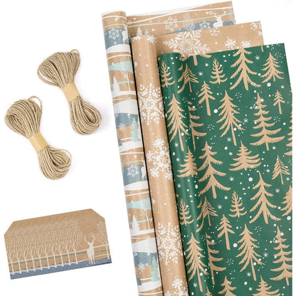 Weihnachtspapierrollen Kraftpapier 3 Rollen 43cm X 3m Blau