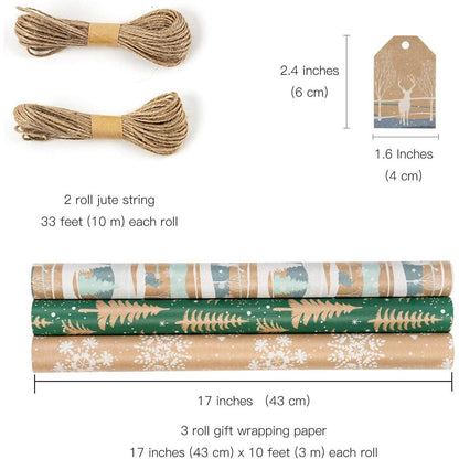 Weihnachtspapierrollen Kraftpapier 3 Rollen 43cm X 3m Blau