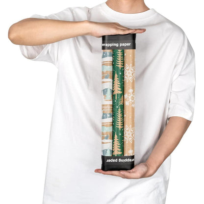 Weihnachtspapierrollen Kraftpapier 3 Rollen 43cm X 3m Blau