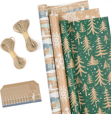 Weihnachtspapierrollen Kraftpapier mit Etiketten & Juteschnur