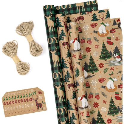 Weihnachtsgeschenkpapier-Set mit Geschenkanhänger und