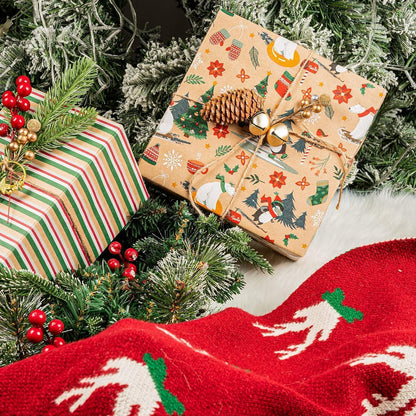 Weihnachtsgeschenkpapier-Set mit Geschenkanhänger und