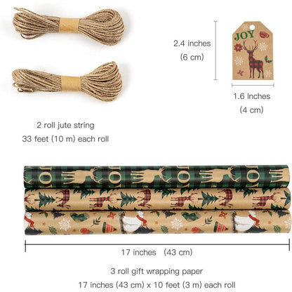 Weihnachtsgeschenkpapier-Set mit Geschenkanhänger und