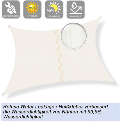 Wasserdichtes Sonnensegel 4x5m Creme mit UV-Schutz