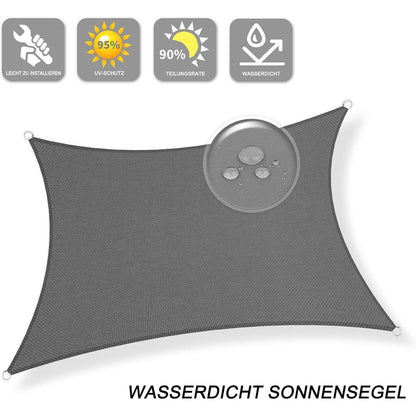 Wasserdichtes Sonnensegel 2x3m Anthrazit mit 95% UV-Schutz