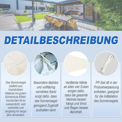 Wasserdichtes Sonnensegel 3x4m Creme mit UV-Schutz