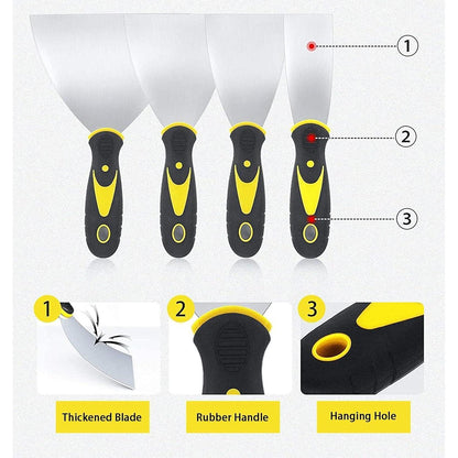 Tapetenschaber Set 4er Pack – Edelstahl Spachtel für Malerarbeiten