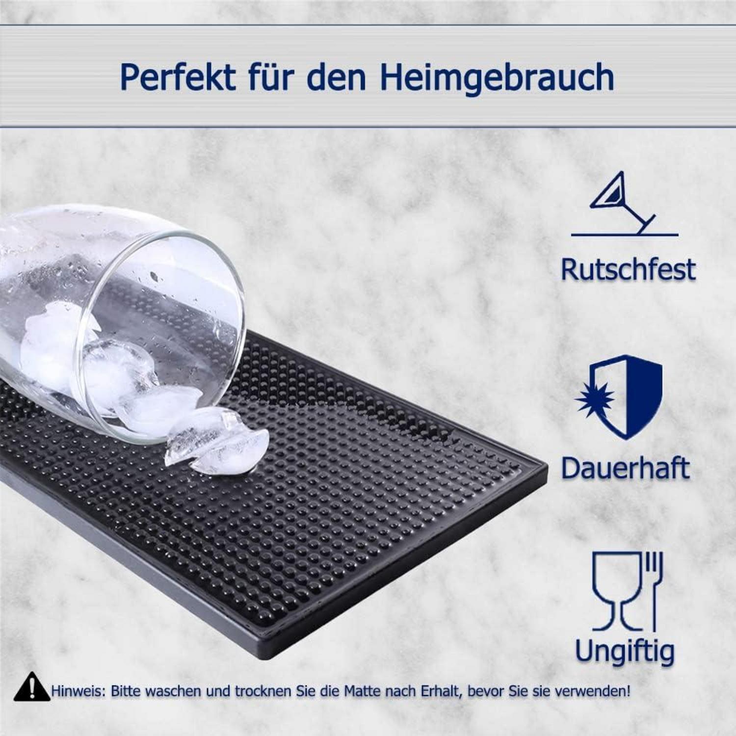 Thinkingwings Barmatte 2er-Set 30x15cm Gummi schwarz für Bar Küche Theke