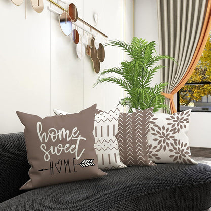 Moderner Leinen Kissenbezug 40x40 cm - Set (4 Stück) Khaki