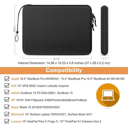 Stoßfeste Laptop Hülle für 15-16 Zoll, spritzwasserfest, Schwarz