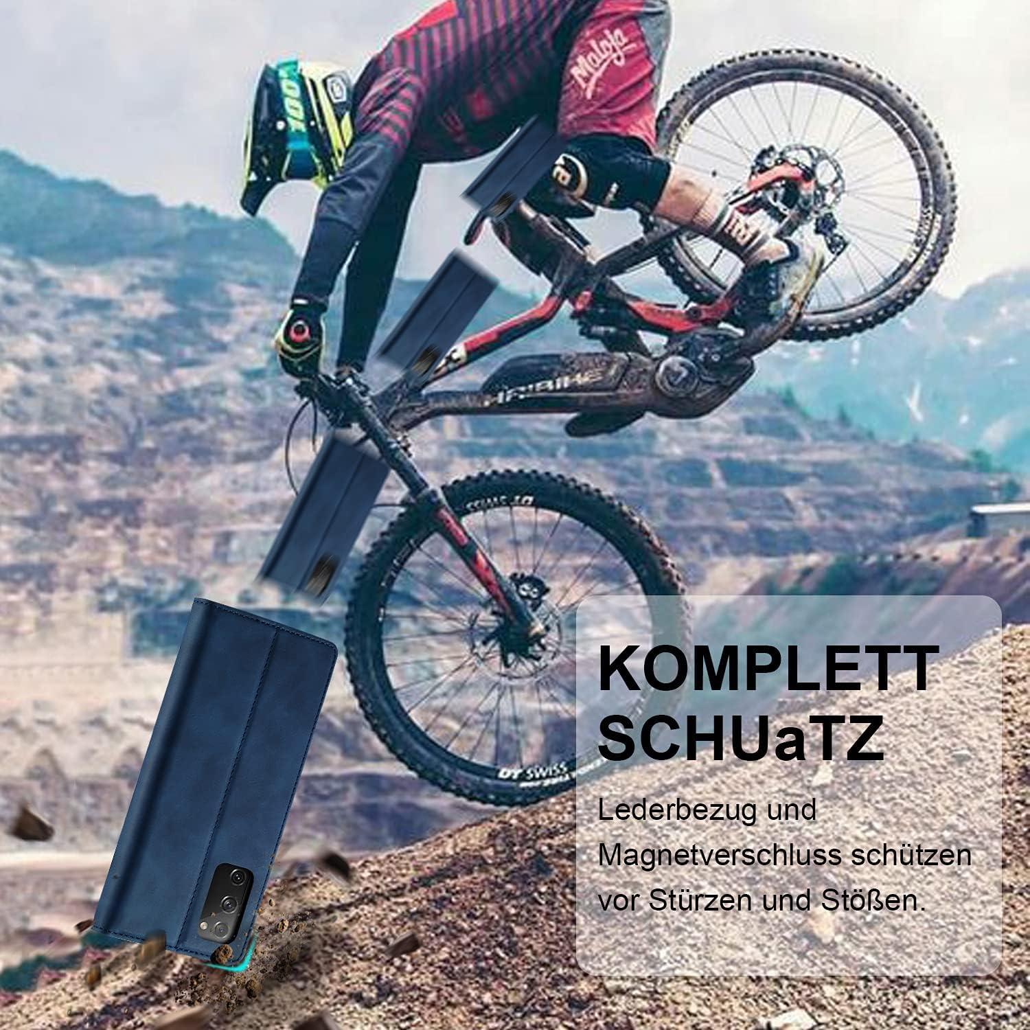 Samsung Galaxy S20 FE Hülle 2023 Leder Flip Case Stand Kartenfach Blau