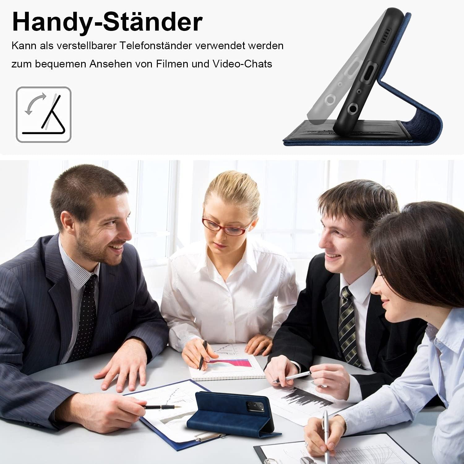 Samsung Galaxy S20 FE Hülle Leder mit Standfunktion - Blau