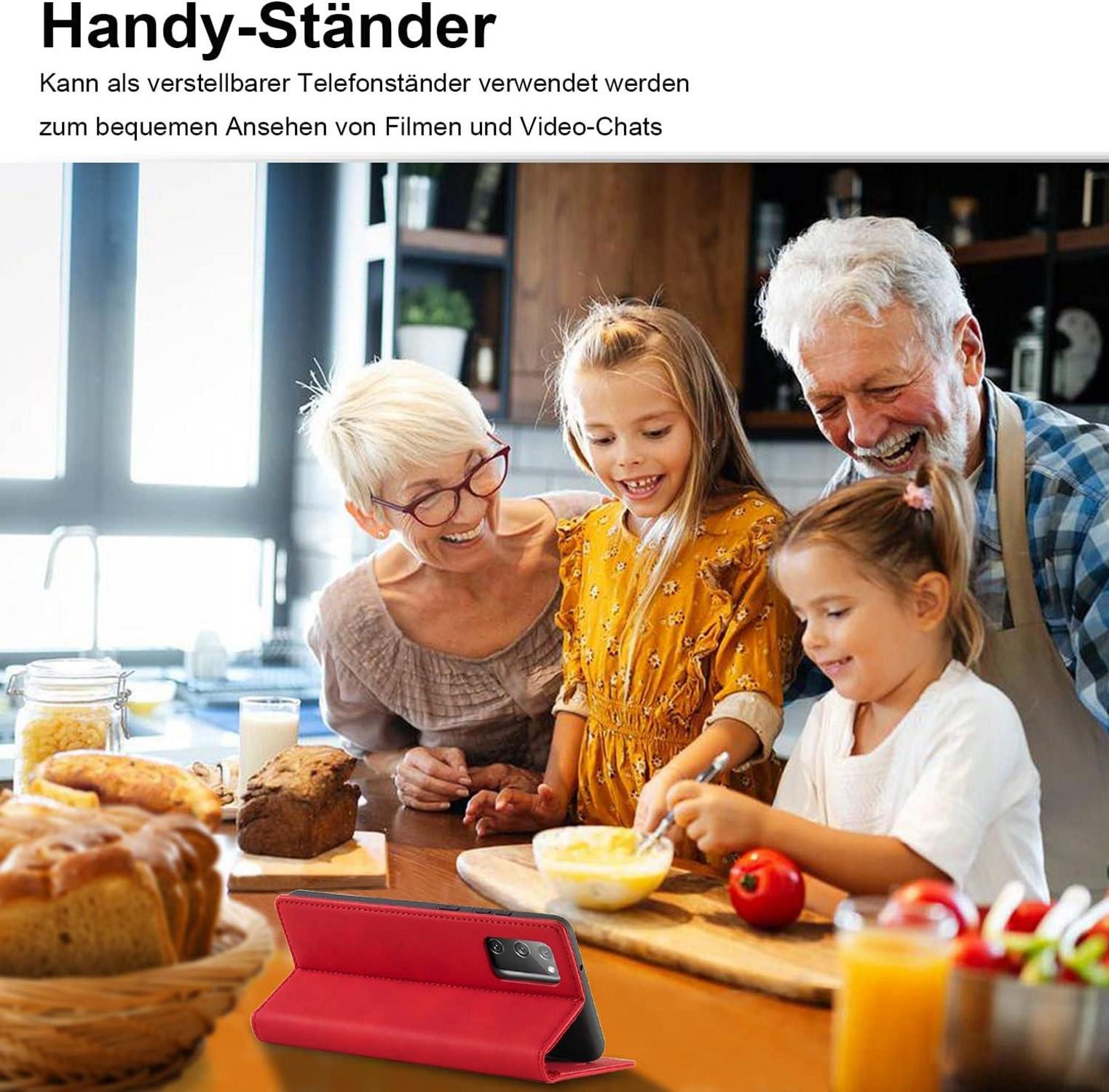 2023 Upgraded S20 FE Handyhülle Leder mit Standfunktion und Kartenfach