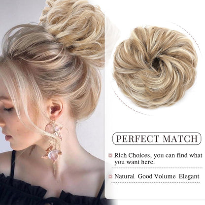 Welliges Haarteil Aschblond & Bleichblond – Voluminöser Dutt