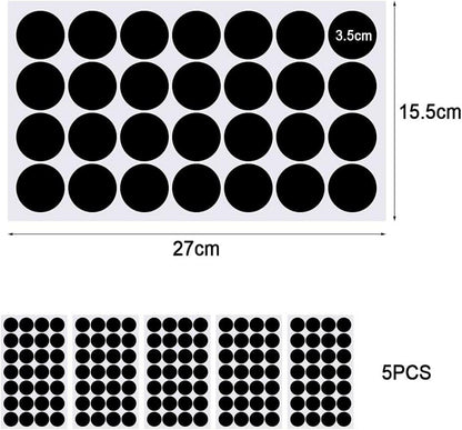 140 Stück Gewürzaufkleber Selbstklebend 3.5cm Rund Schwarz