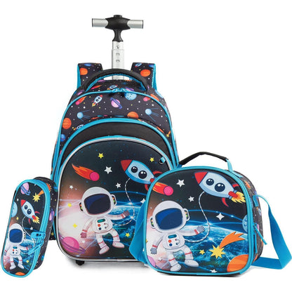 Mädchen Rollrucksack mit Rädern & Koffer Set für Grundschule