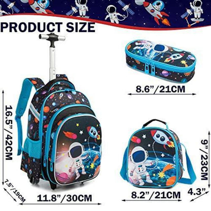 Mädchen Rollrucksack mit Rädern & Koffer Set für Grundschule