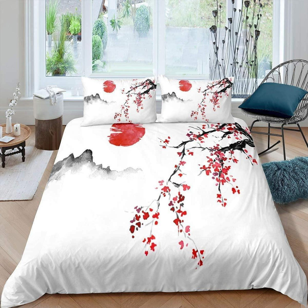 Japanische Kirschblüte Bettwäsche Set 135x200cm