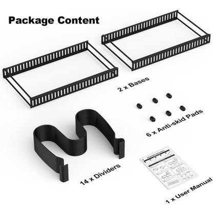 Schwarz Pfannenhalter Schublade 14 verstellbare Teiler