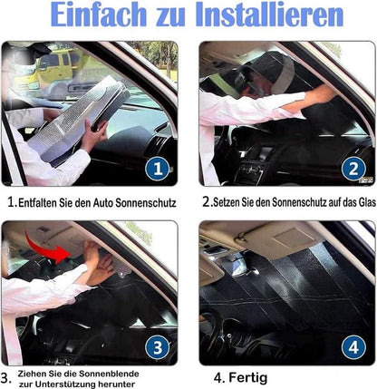 Auto Sonnenschutz UV Frontscheibe Faltbar 2 Seitenfenster Schutz