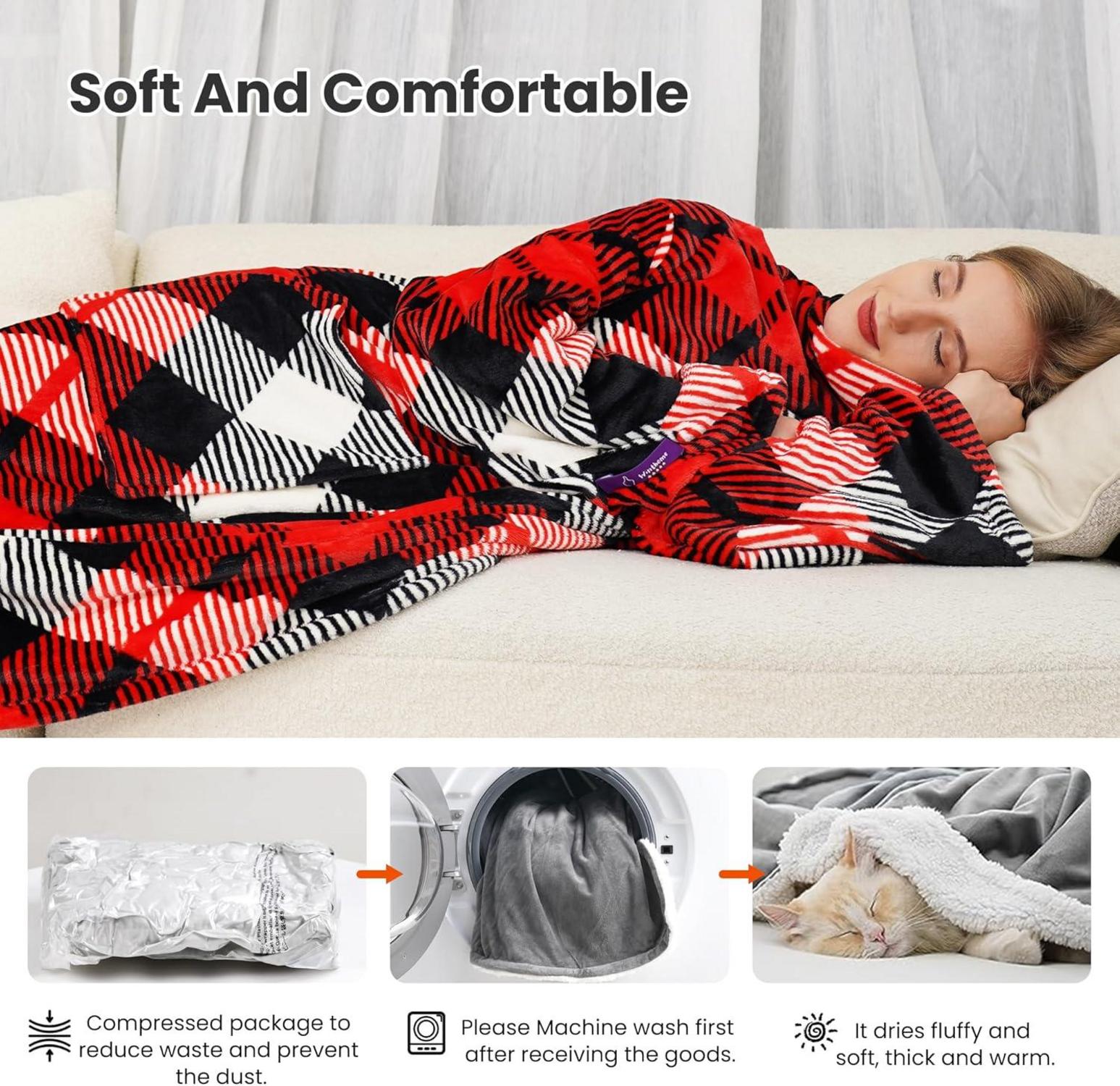 Ärmeldecke Kuscheldecke Weich Warm Flauschig Klettverschluss Elastischem Band TV