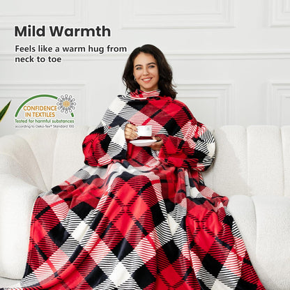 Kuscheldecke mit Ärmeln und Klettverschluss, Weich Flauschig