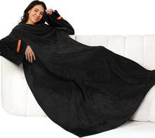 Ärmeldecke Kuscheldecke Decke Weich Warm Flauschig Schwarz 140x170cm