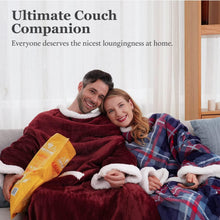 Kuscheldecke mit Ärmeln Sherpa Warm & Gemütlich Blau kariert