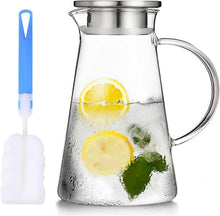 2 Liter Glaskaraffe mit Edelstahl Ausgießer und Filterdeckel