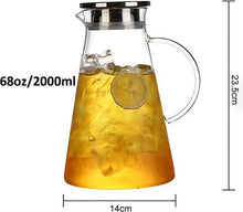 Glaskaraffe 2 Liter mit Edelstahldeckel und